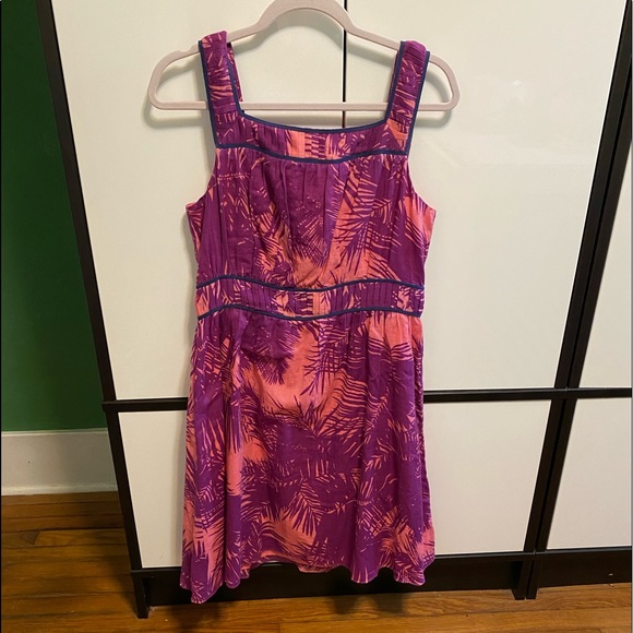 Provenza Schuler Tropical Pink & Purple 🌴 Palm leaves Leaves Lightweight Dress - Picture 5 of 15